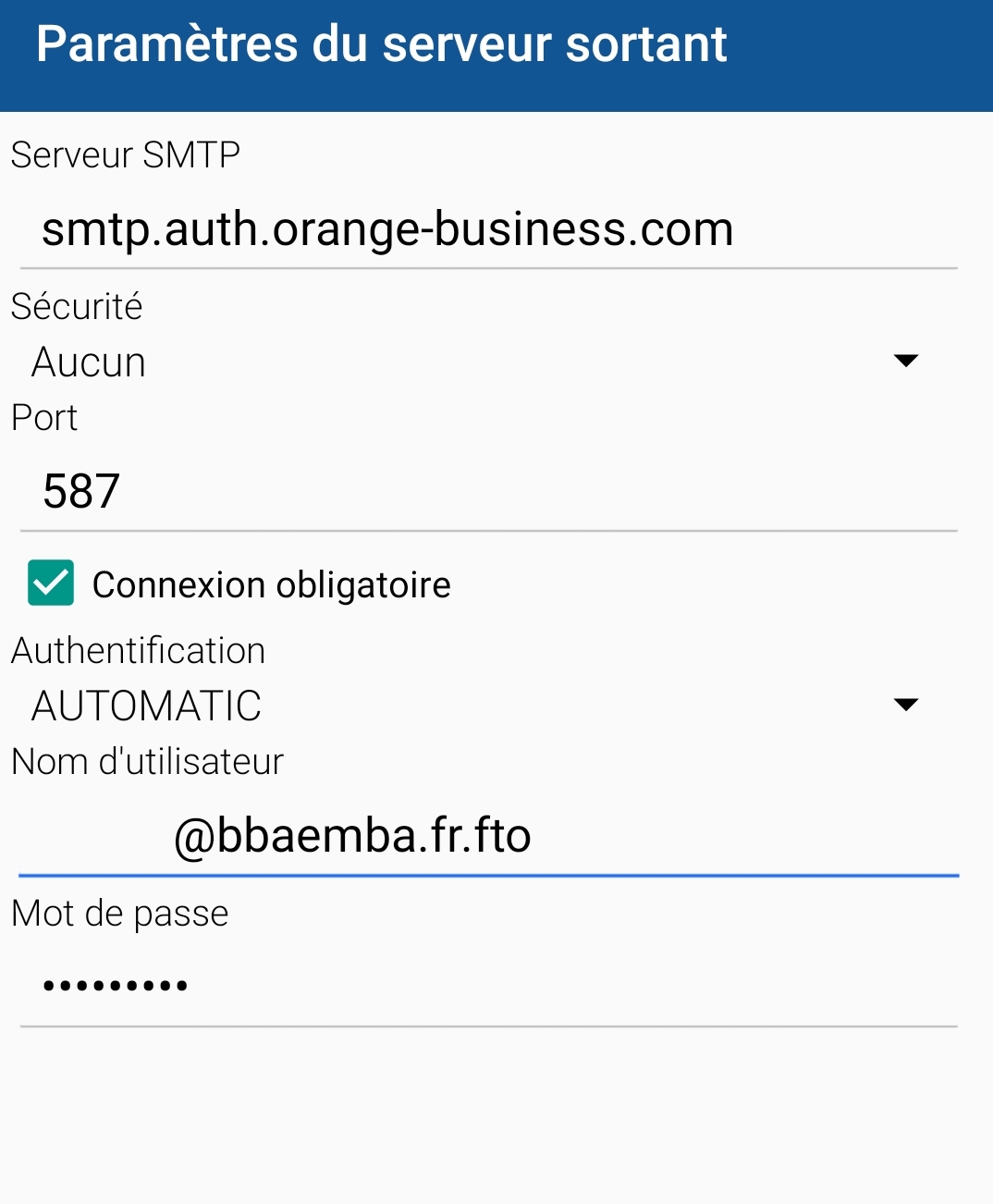 configuration téléphone