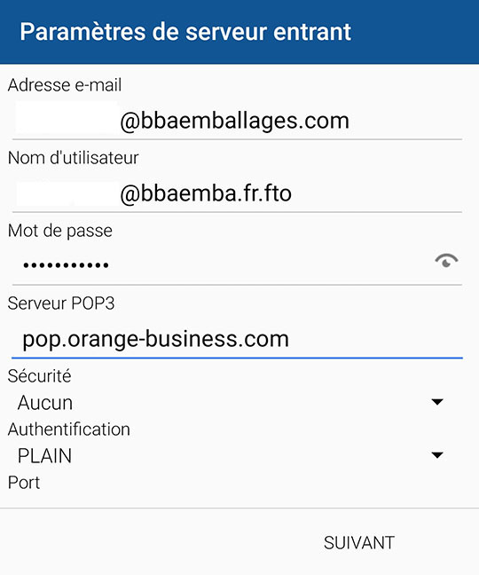 configuration téléphone